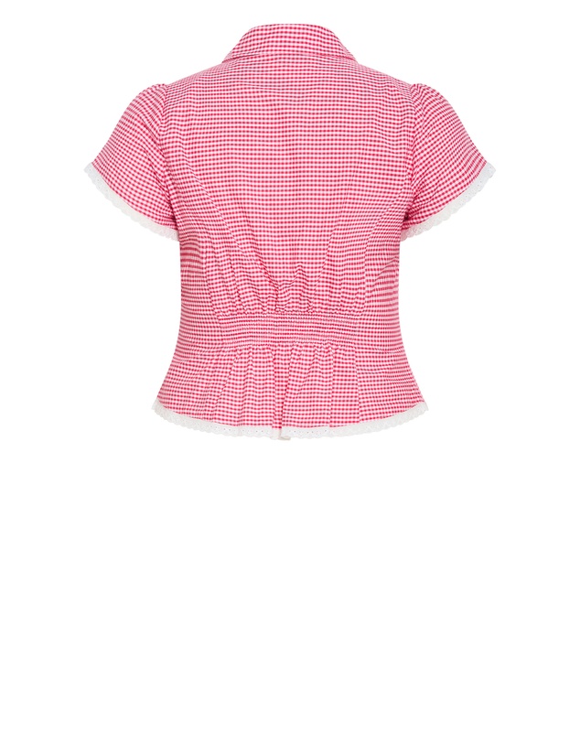 City Chic - Plus Size Eleni Gingham Shirt - watermelon