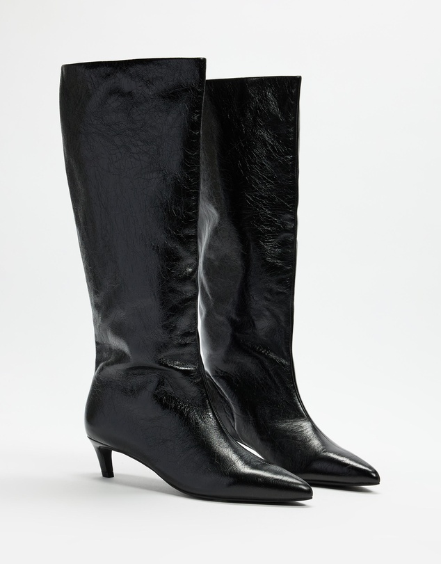 AERE - Nara Knee High Heeled Leather Boots