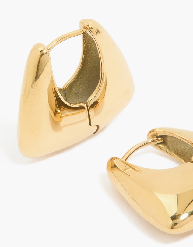 Lovisa - Waterproof Gold Plated Stainless Steel Trapezoid Hinged Hoop Earrings