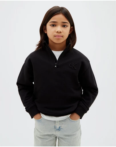 Calvin Klein Jeans - Boys Terry Monogram Flock Half Zip Sweatshirt