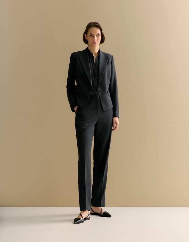 Trenery - Piping Detail Straight Leg Pant in Black