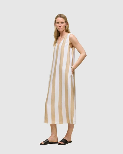 Trenery - Cabana Stripe V Neck Sleeveless Dress