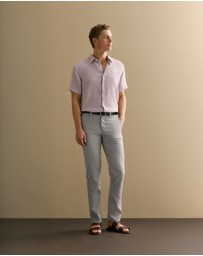 Trenery - Stretch Cotton Dobby Pant in Lake Grey