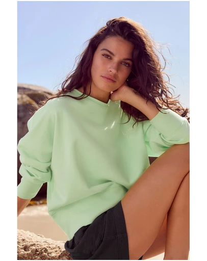 NEXT - Raw Hem Detail Washed 100% Cotton Crew Neck Sweatshirt