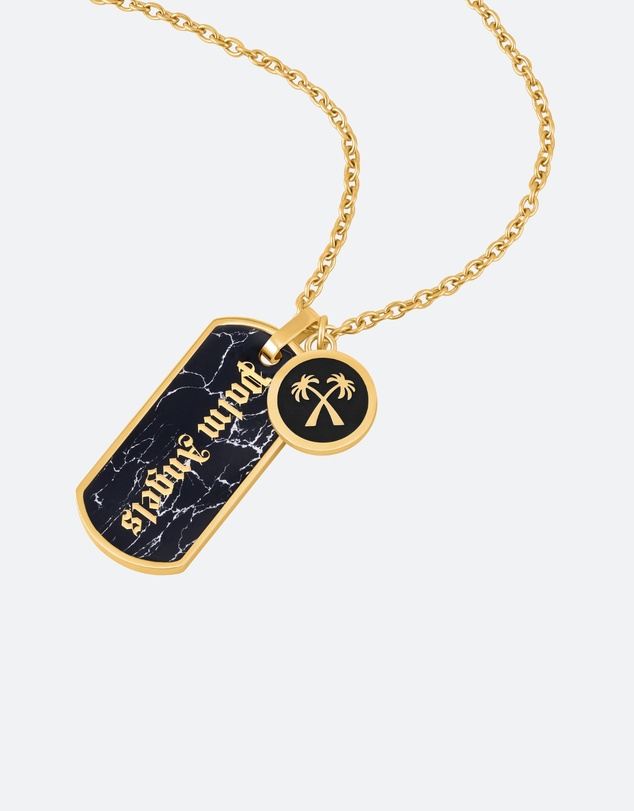 Palm Angels - Valerio GP Onyx Tag & Rondel Necklace