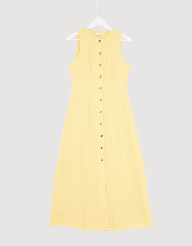 Revibe - Repaired AERE Violet Linen Button Down Midi Dress - AU 8