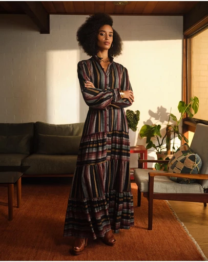 Forcast - Roxana Linen Tiered Maxi Dress