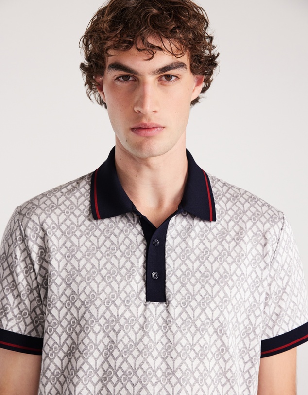 Calibre - Monogram Jacquard Polo Silver
