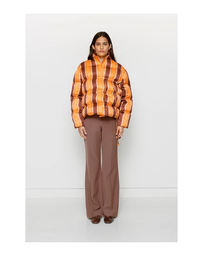 The Wolf Gang - Taja Puffer Jacket - Tangerine Stripe
