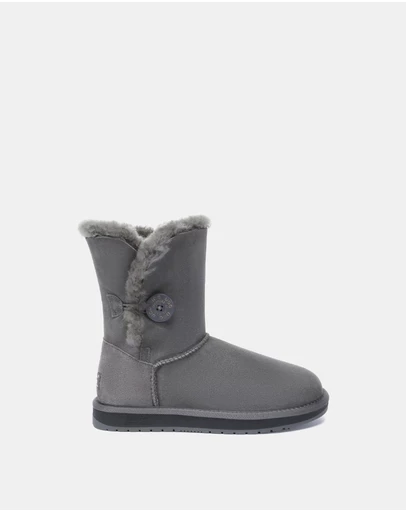 EVERAU - Australian Shepherd Ugg Short Button Sheepskin Upper UGG Boots