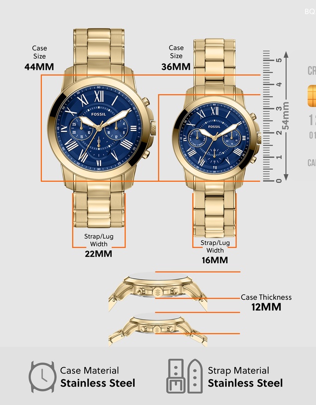Fossil - Grant Gold Tone Chronograph Watch