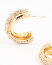 Lovisa - Mixed Metals Cubic Zirconia Cross Hoop Earrings