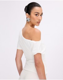 Minima Esenciales - Hayley Off Shoulder Jersey Ruched Top