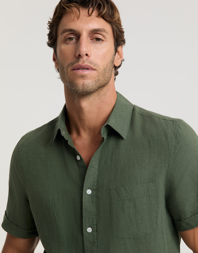 Sportscraft - Short Sleeve Yarn Dyed Linen Shirt