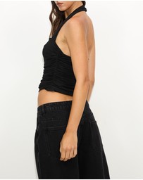 Dazie - Pearl Mesh Halter Top
