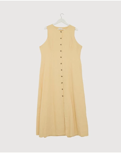 Revibe - Repaired AERE Violet Linen Button Down Midi Dress - AU 18