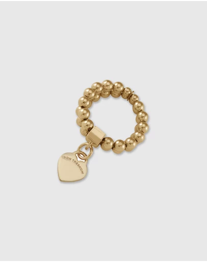 Von Treskow - 2-strand Stretchy Ring with VT Flat Heart