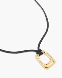 Lovisa - Waterproof Gold Plated Stainless Steel Rectangle Pendant Cord Necklace
