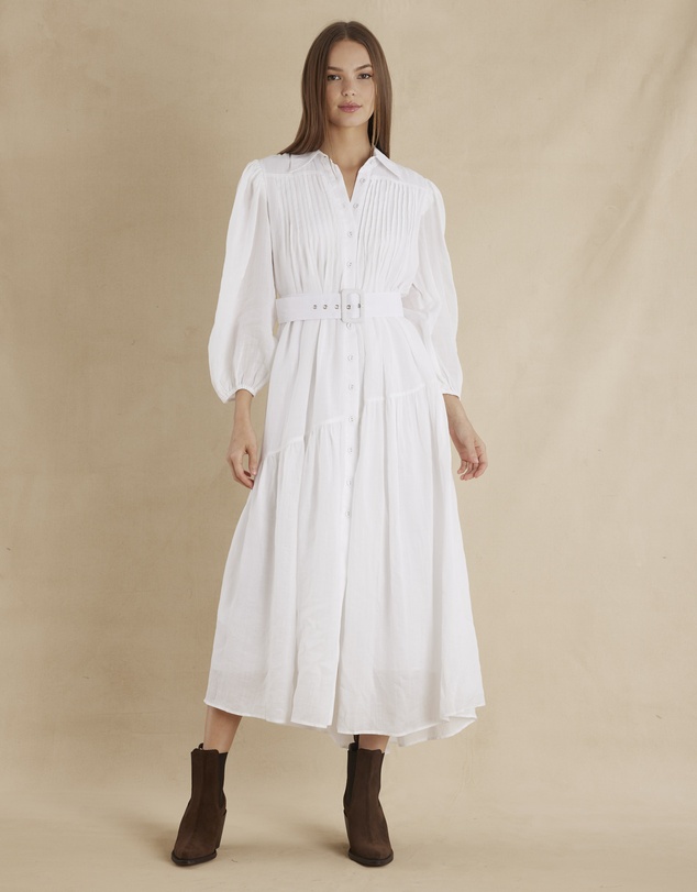Amelius - Poeta Ramie Pintuck Belted Dress