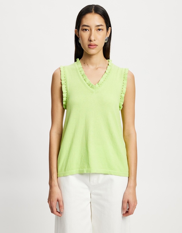 Lindsay Nicholas New York - Frill V-Neck Shell Top