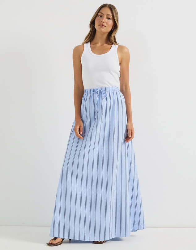 Atmos&Here - Carrie Cotton Pinstripe Maxi Skirt