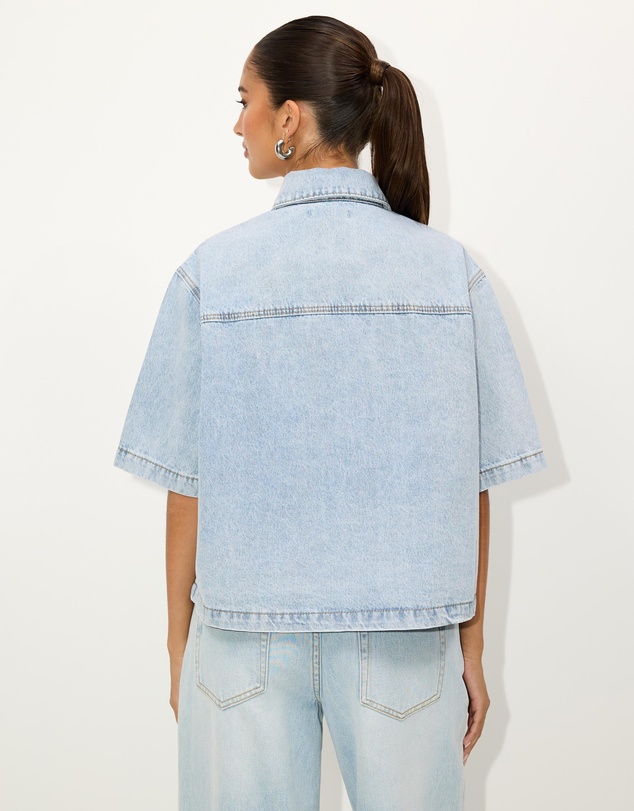 Dazie - Imani Short Sleeve Denim Shirt