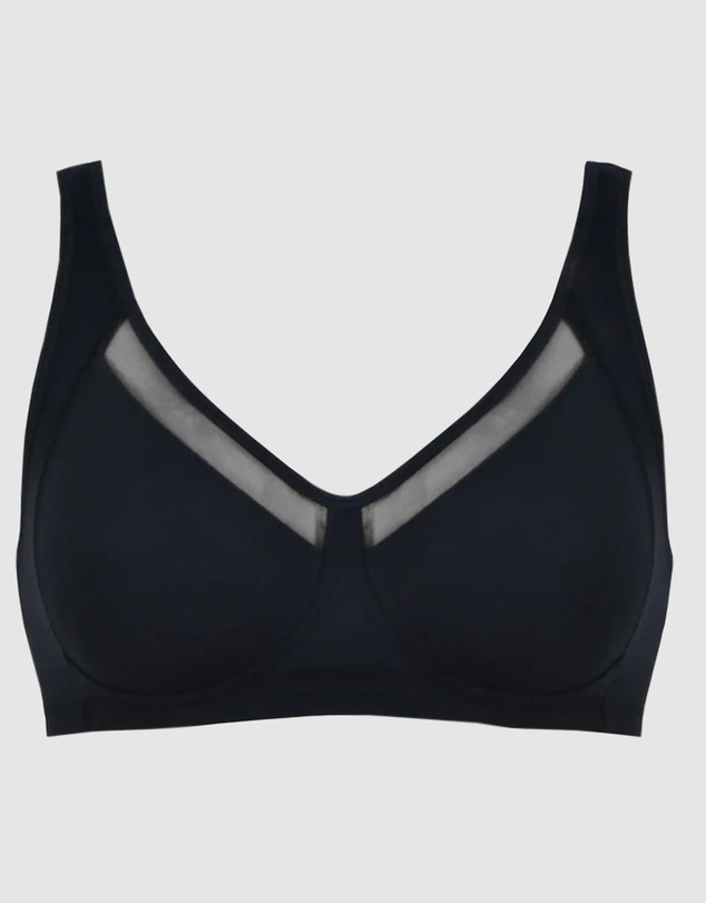 Naturana - Comfortable Wide Strap Wirefree Bra With Mesh