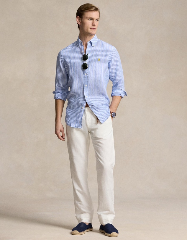 Polo Ralph Lauren - Custom Fit Striped Linen Shirt- ICONIC EXCLUSIVE
