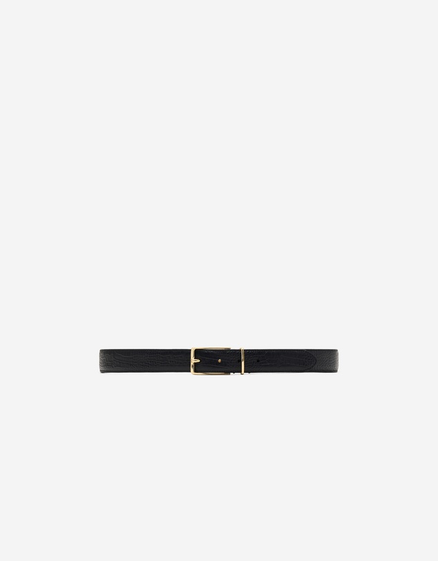 Calibre - Croc Embossed Leather Belt Black