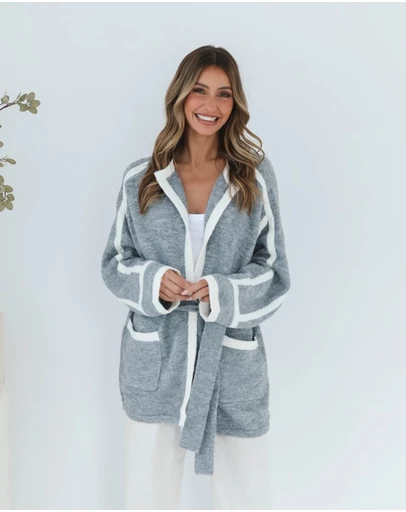 Esther & Co - Adelle Coatigan - Grey Print