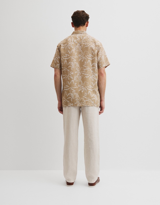Country Road - Tencel Linen Palm Print Short Sleeve Shirt