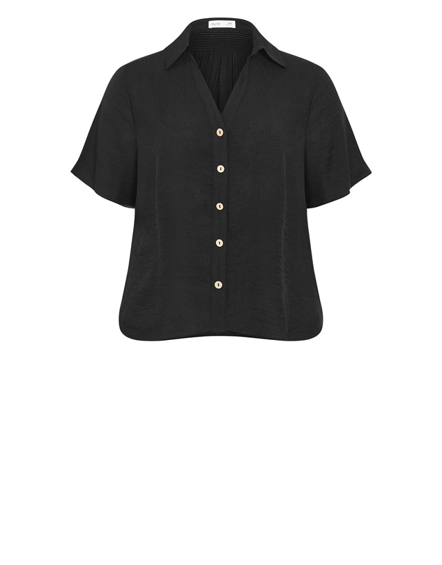 City Chic - Plus size Poolside Short Sleeve Shirt - black