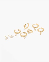 Lovisa - Waterproof Gold Plated Stainless Steel Cubic Zirconia Huggie & Stud Earrings Set