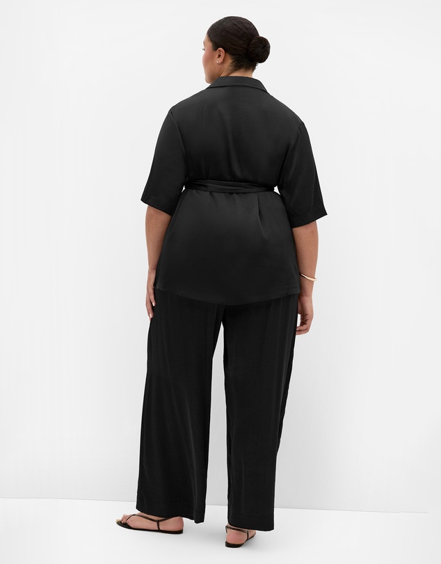 City Chic - Plus size Helena Wide Leg Satin Pant - black