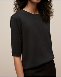 Trenery - Australian Cotton Half Sleeve T-shirt in Black