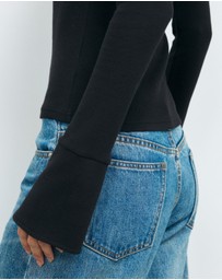 AERE - Indie LS Rib Polo Top