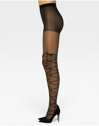 High Heel Jungle - Satin Bow Lace Up Tights