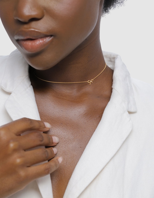Elli Jewelry - Necklace Choker Crystal Bow 925 Sterling Silver Gold-Plated