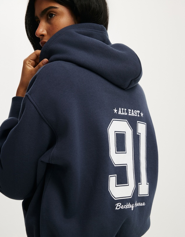 Cotton On - Graphic Boxy Fleece Hoodie