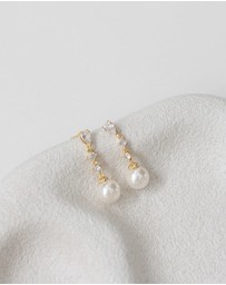 The White Collection - Beatrice - Classic Gold Pearl Bridal Drop Earrings