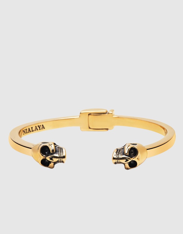 Nialaya Jewellery - Men's Golden Skull Bangle