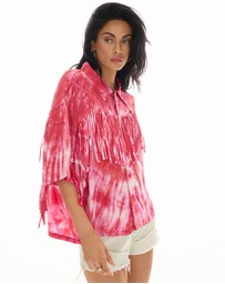 THE TALES - Ibiza Sky Silk Fringed Shirt