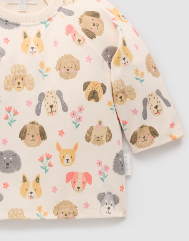 Purebaby - Sweet Pup Thick Long Sleeve Tee-Kids-Babies