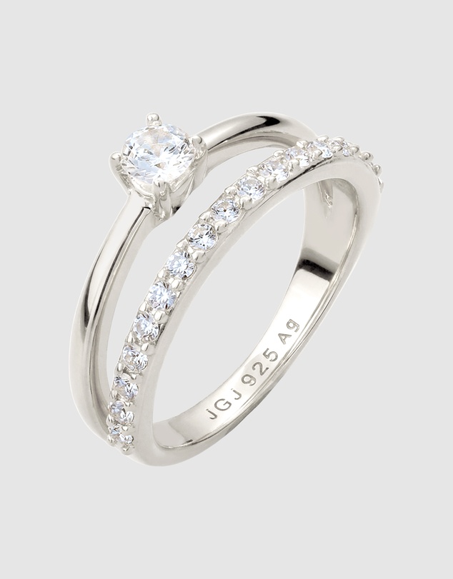 Elli Jewelry - Duet Pavé Ring in 925 Silver