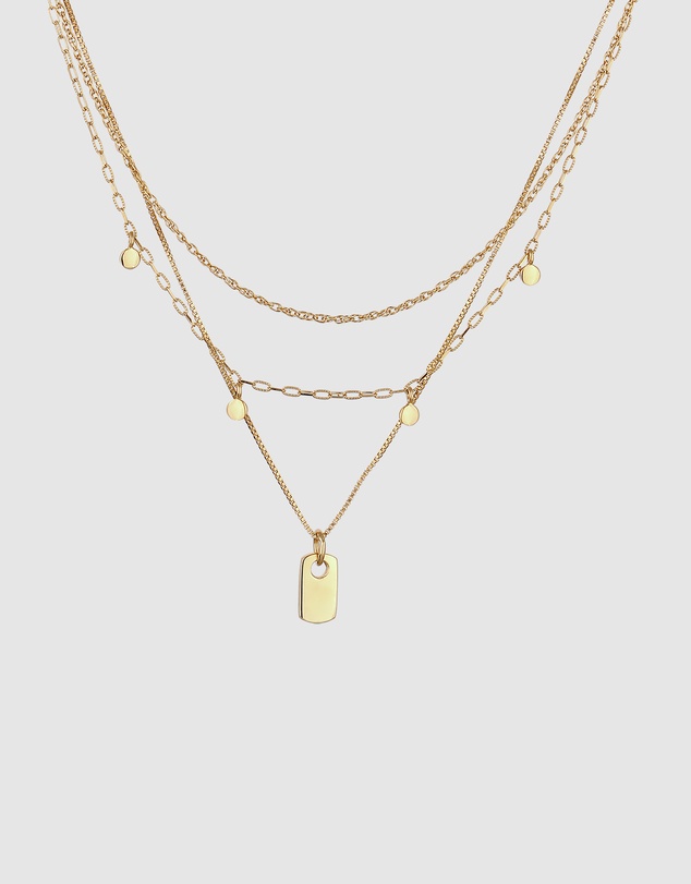 Elli Jewelry - Necklace Layer Disc 925 Sterling Silver Gold-Plated