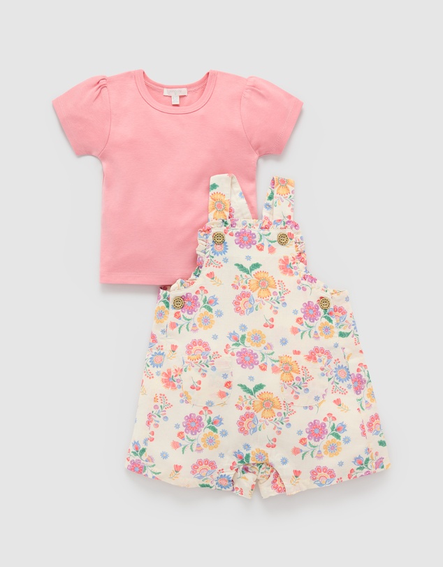 Purebaby - Linen Blend Overall Set -Kids-Babies