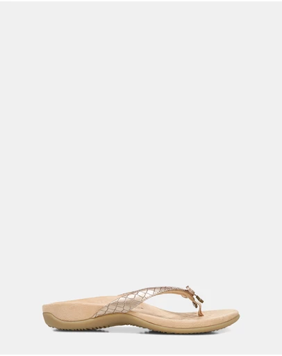 Vionic - Bella Toe Post Sandal - Rose Gold Metallic Croc