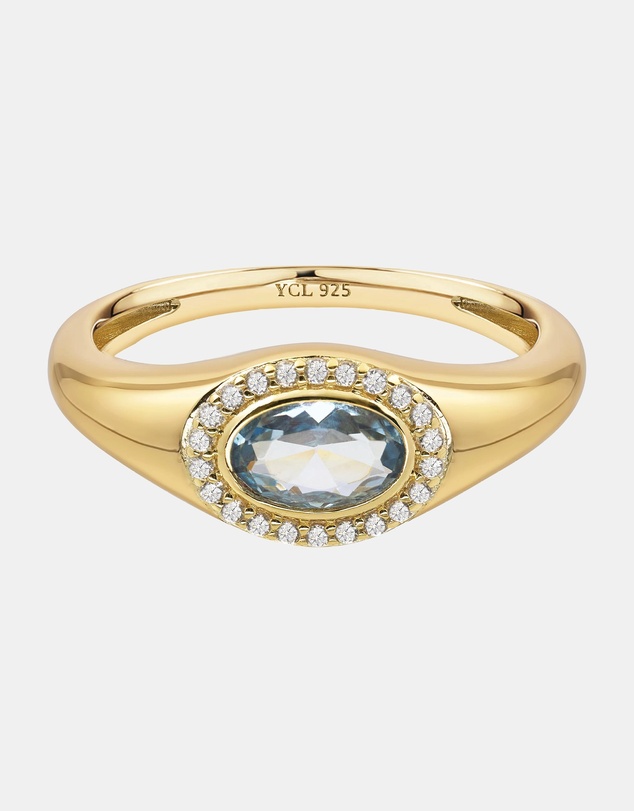 YCL  - March Birthstone Signet Ring