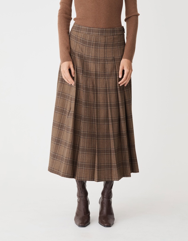 Forcast - Lani Pleated Check Skirt