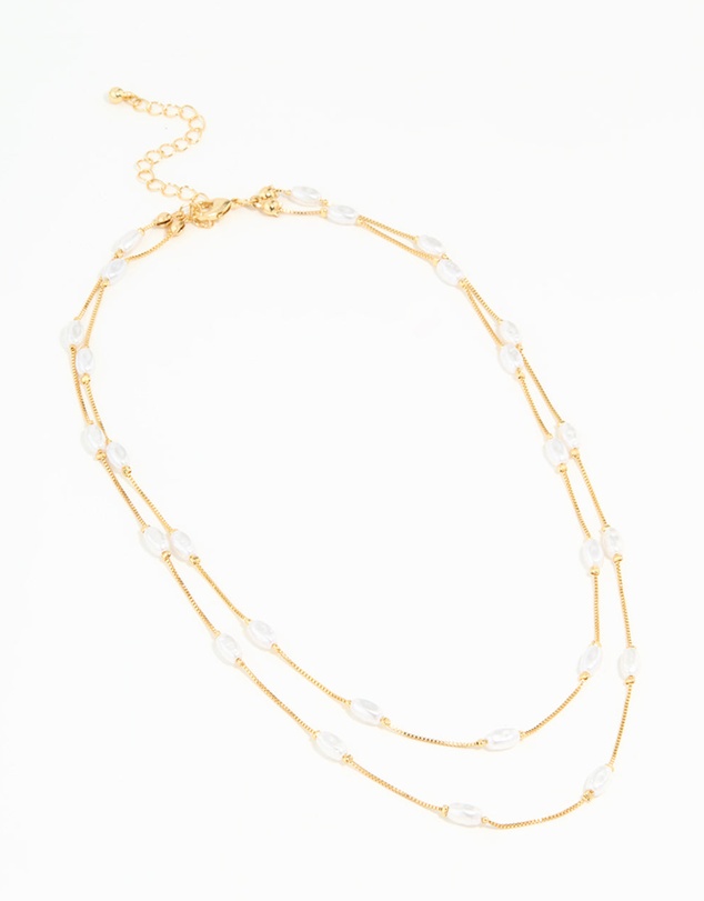 Lovisa - Gold Plated Pearl Layered Necklace